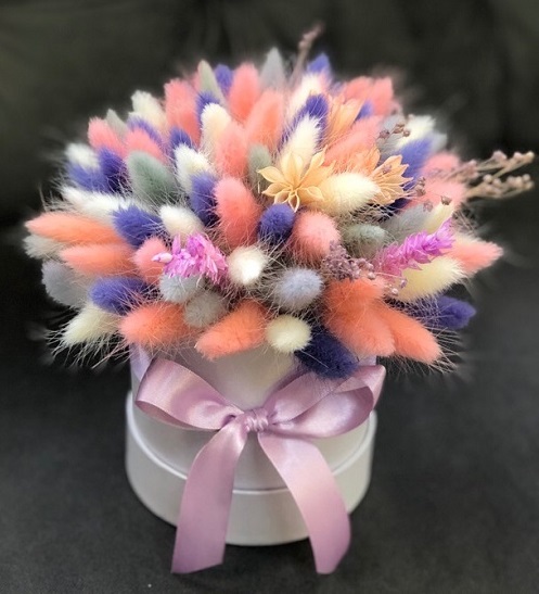 Букет Голубой Лагурус сухоцвет